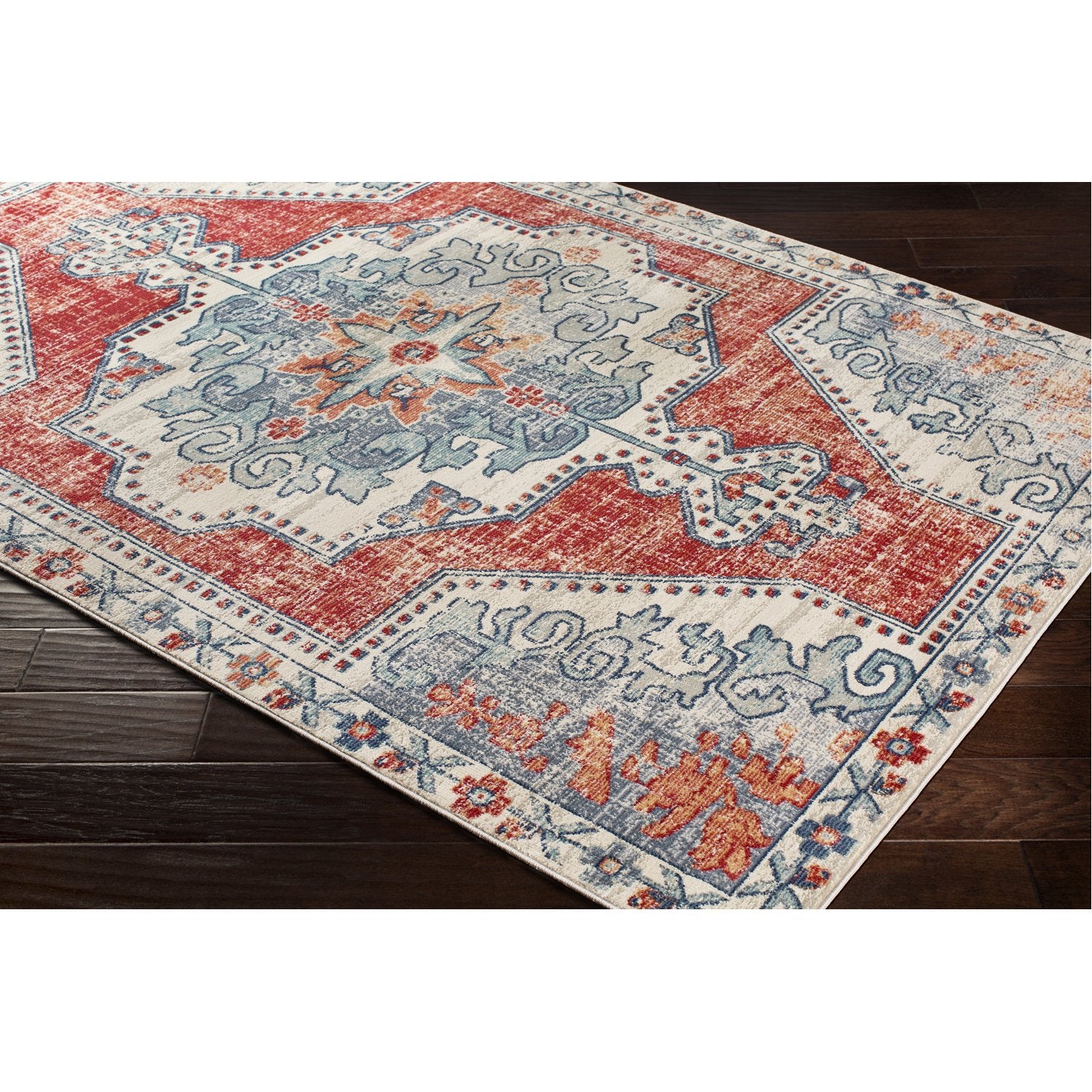 Bohemian Rug in Bright Red & Beige