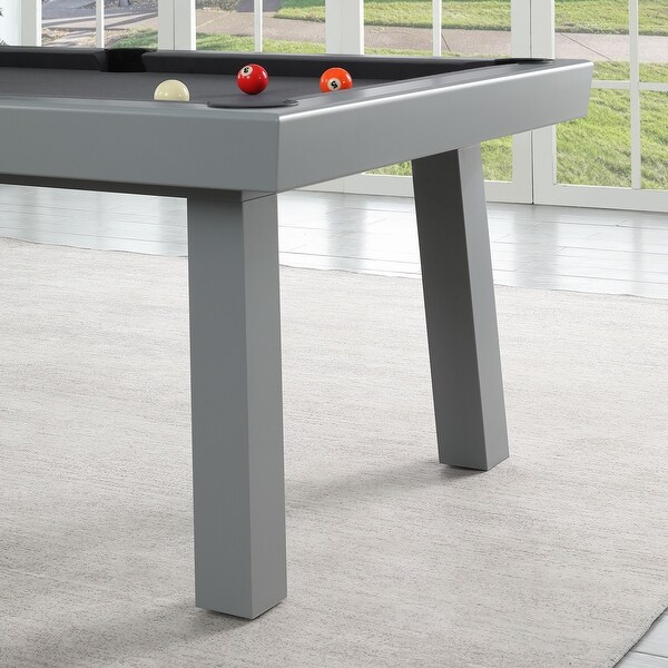 Newport Outdoor Patio 7ft Slate Pool Table 6Seater Dining Set with 4 Benches and Accessories，Cement Finish