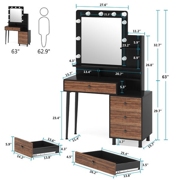 Tribesigns Vintage Makeup Dressing Table with Lighted Mirror