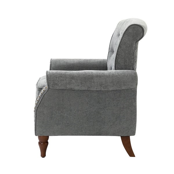 Indiges Transitional Comfy Nailhead Accent Arm Chair with Tufted Back by HULALA HOME