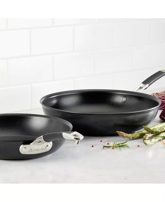 Anolon SmartStack 8.5 and 10 Hard-Anodized Nesting Skillet Set