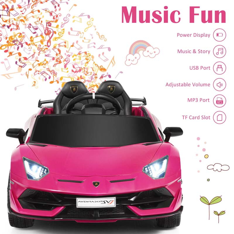 Licensed Lamborghini SVJ Kids Ride-On Car, 12V Battery Powered Sports Car Toy with Trunk & Remote