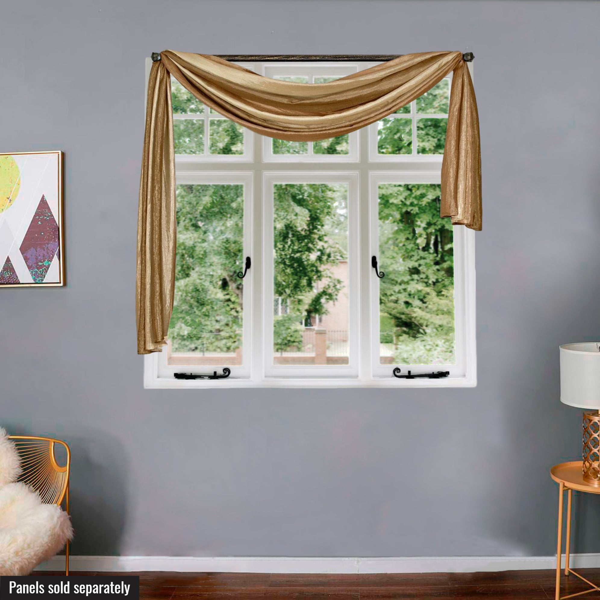 Woven Trends Ombre Curtains, Valances for Windows, Luxurious Scarf Valance, Voile Semi-Sheer Window Curtains, Livingroom, Bedroom or Kitchen, 144 x 50 Extra Long Scarf, Sand