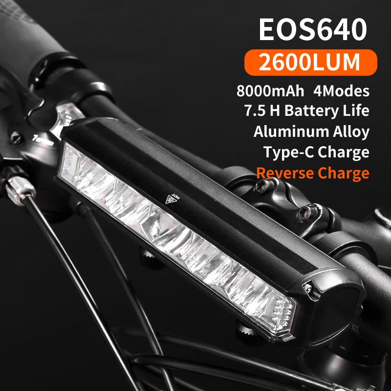 EOS640 Mountain Bike Black 2600 Lumen Light USB Charging Headlight Bright Night Riding Lamp Bicycle Accessories