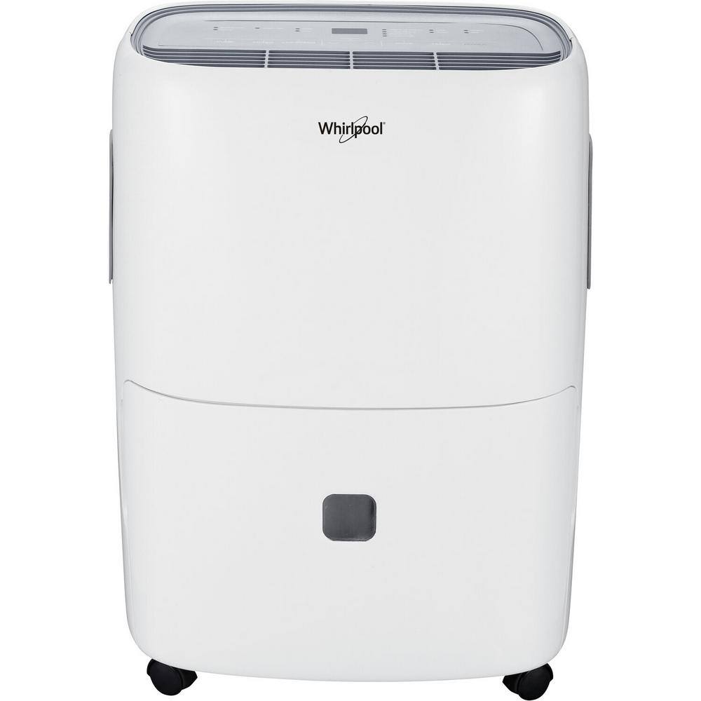 Whirlpool 50-Pint Portable Dehumidifier with Built-In Pump 24-Hour Timer Auto Shut-Off Easy-Clean Filter and Auto-Restart WHAD50PCW