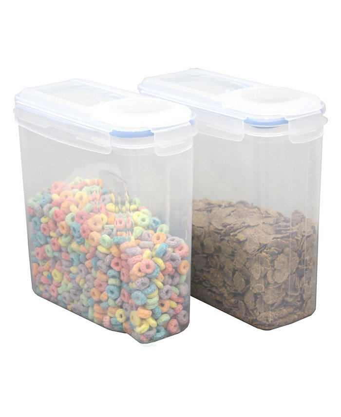 Basicwise Vintiquewise Small Bpa-Free Plastic Food Cereal Containers with Airtight Spout Lid Set of 2