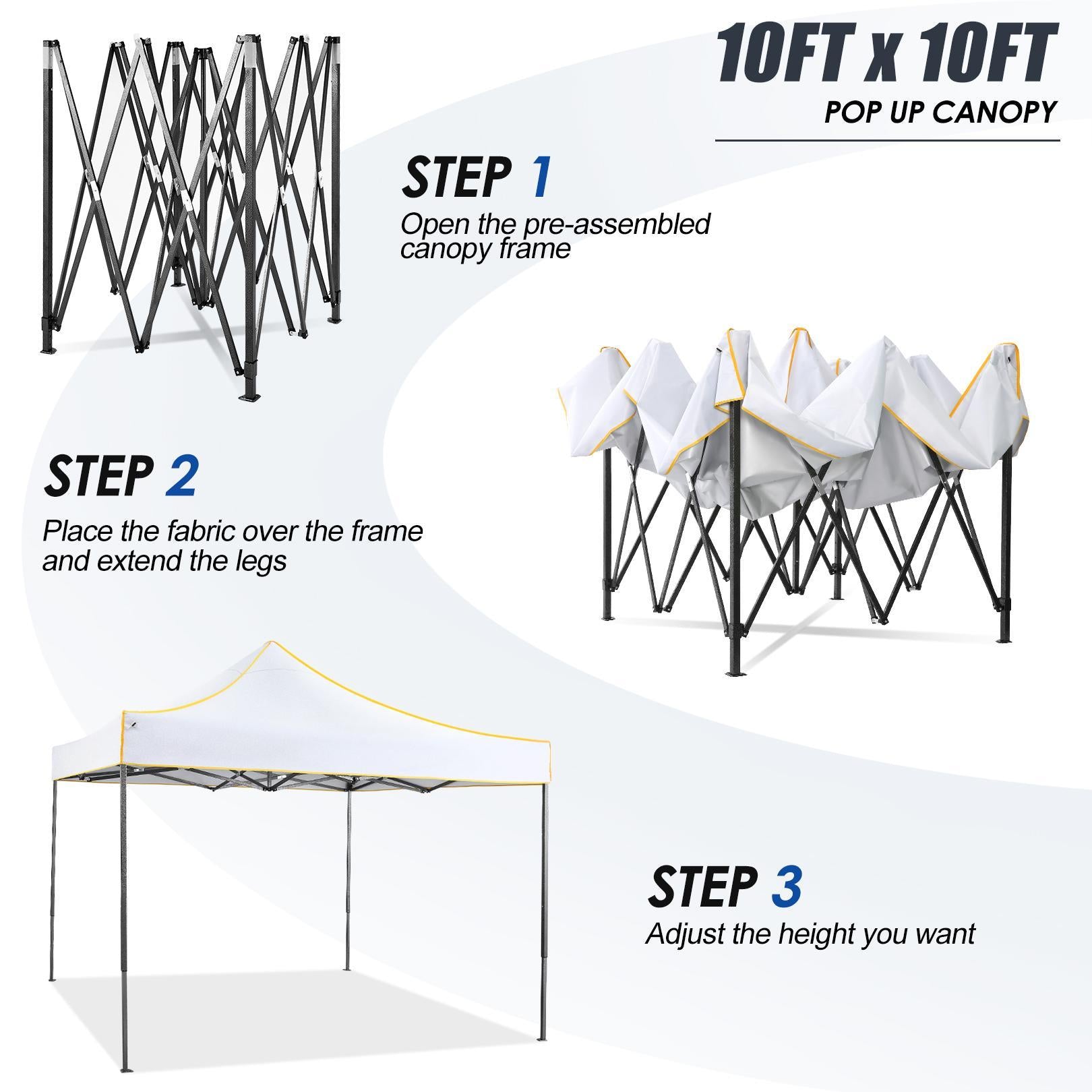 10'x10' Outdoor Canopies Gazebo - Pop Up Instant Gazebo with Waterproof and UV Protection - Patio Gazebo for Backyard, Outdoor, Patio and Lawn