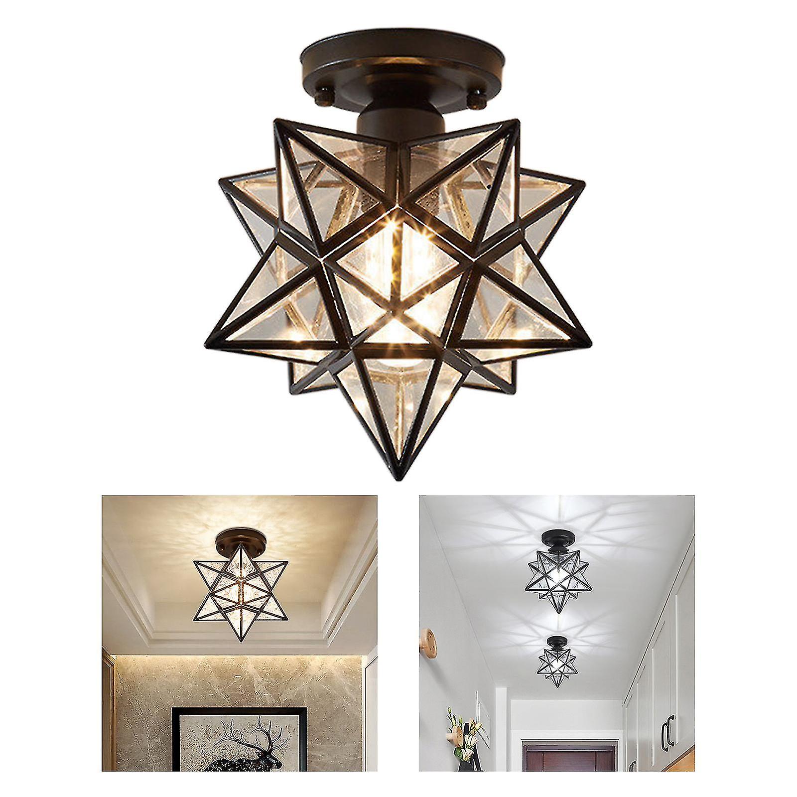 2x Pvc Semi Flush Mount Star Ceiling Wall Lamps Flush Mount Golden Black