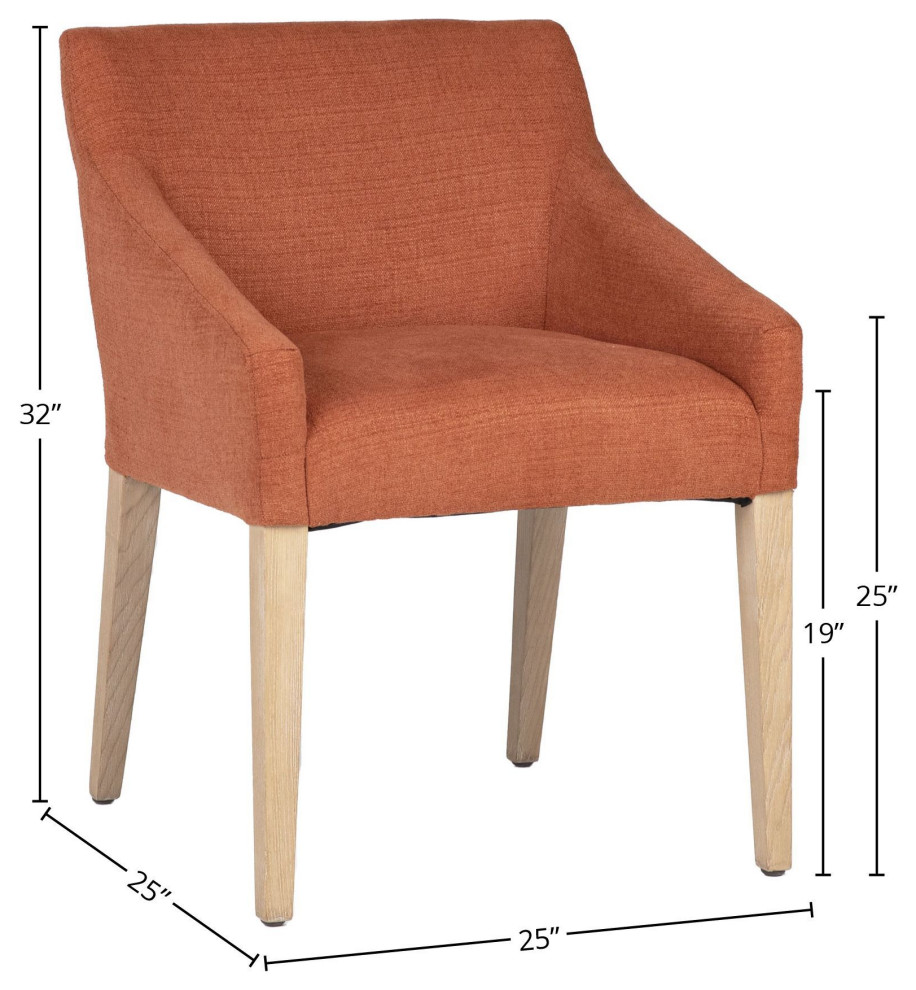 Elvie Linen Sloped Track Arm Dining Chair  Burnt Orange   Contemporary   Dining Chairs   by Karina Living  Houzz