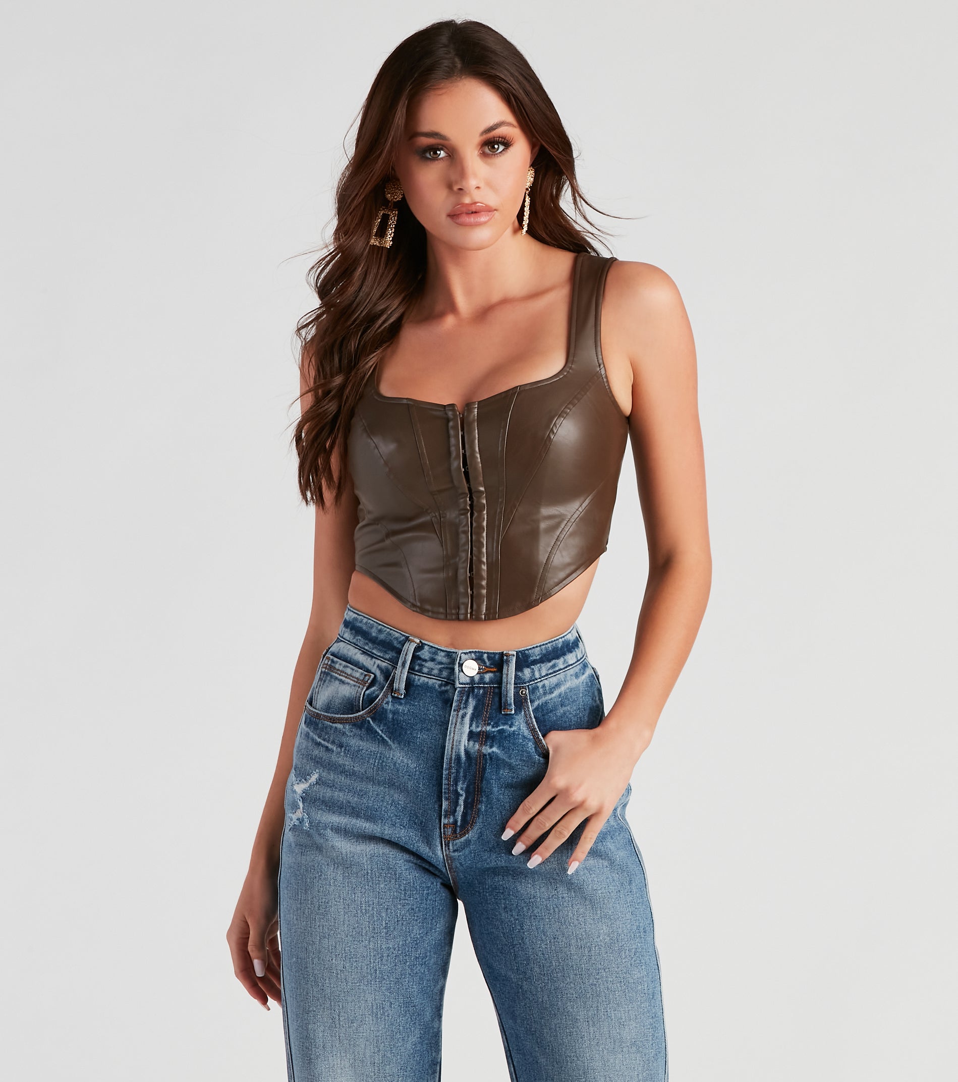 The Hook Up Faux Leather Corset Top