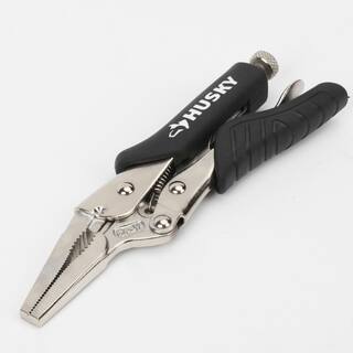 Husky 6.5 in. Long Nose Locking Pliers with Rubber Grip 122V65GCN