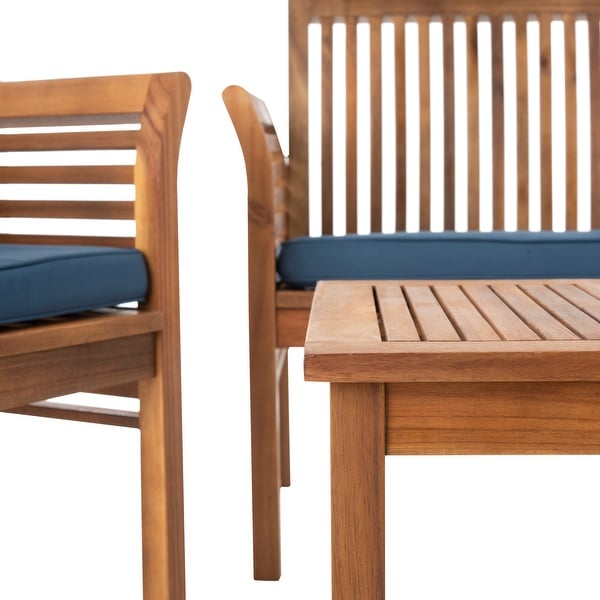 SAFAVIEH Outdoor Living Carson 4piece Teak Brown/Navy Patio Set