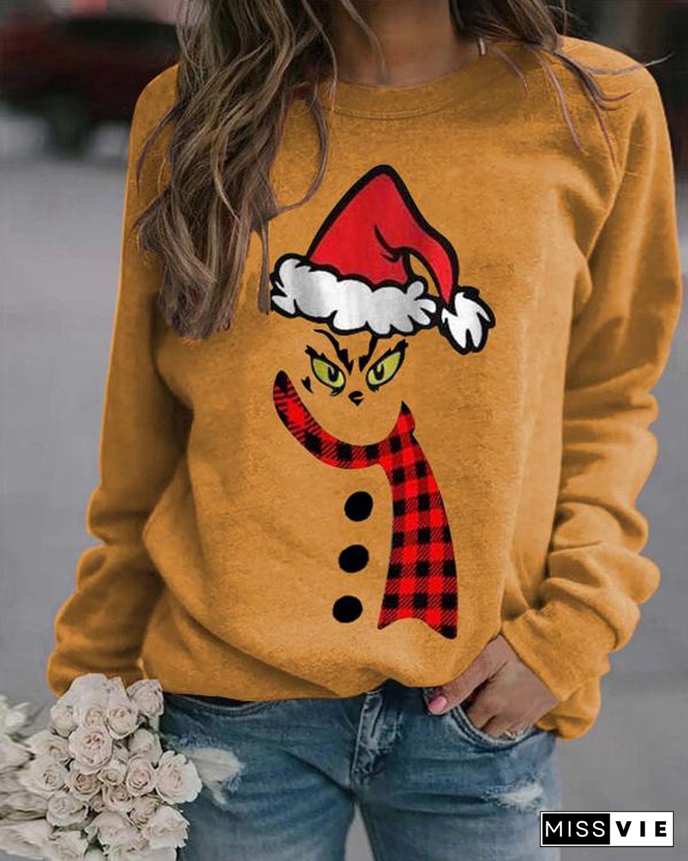 Christmas Print Long Sleeves Casual Daily Sweatshirts