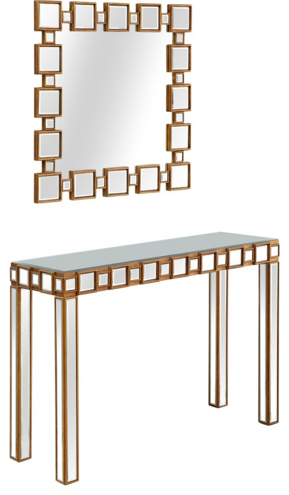 Square Reflective Mirror and Console Table   Contemporary   Console Tables   by UStradeENT LLC  Houzz