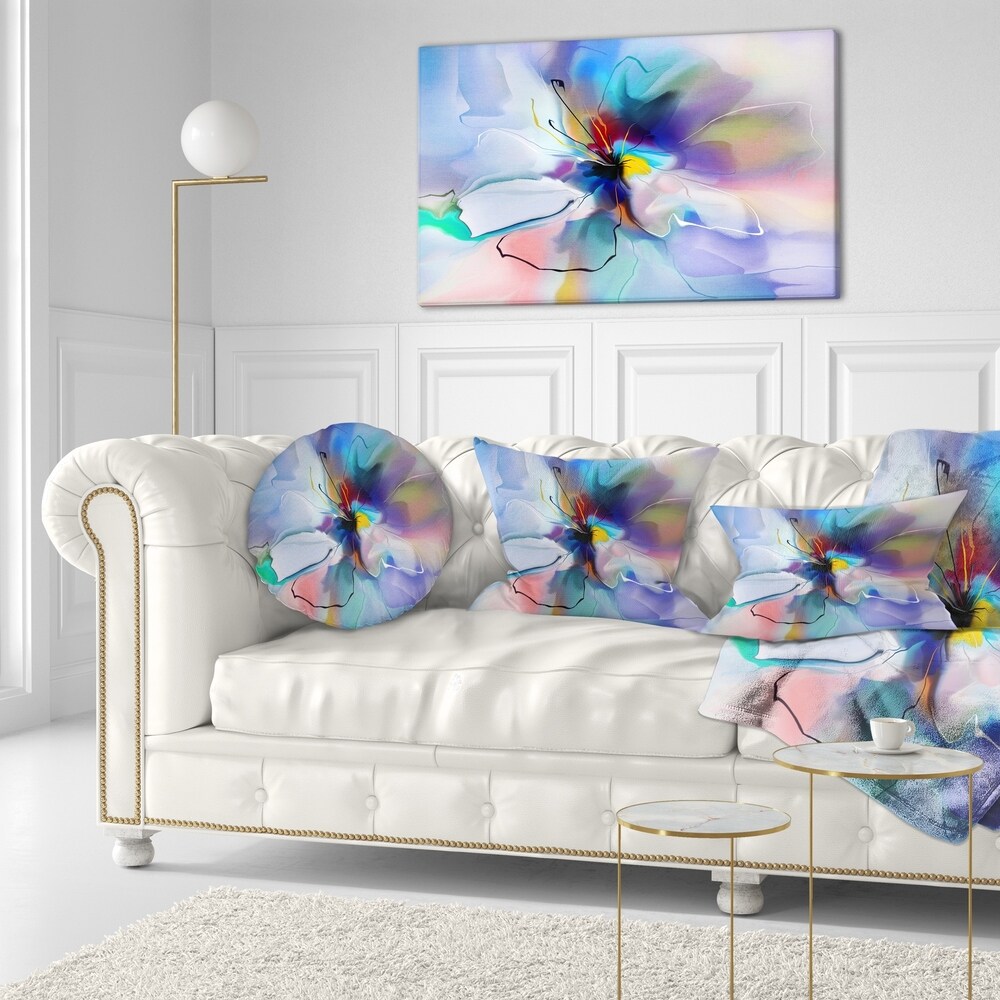 Designart 'Abstract Creative Blue Flower' Floral Throw Pillow