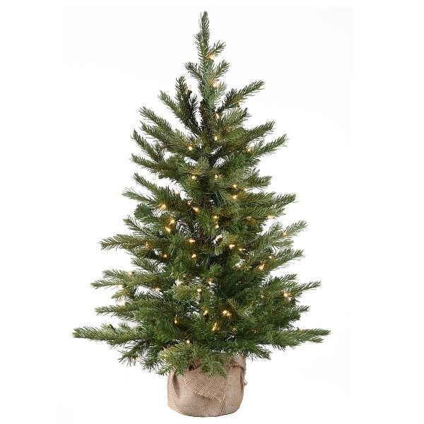 National Tree Company 3 ft. Feel Real Nordic Spruce PreLit Tree in Burlap