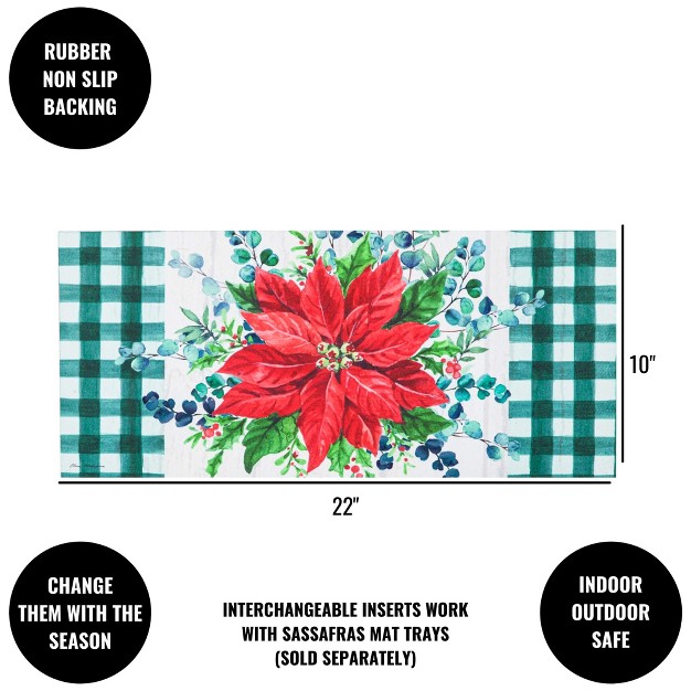 Christmas Merry amp Bright Poinsettia Mat 1 Mat Insert 25 Inches Sassafras Floral Christmas 431886 Rubber Green