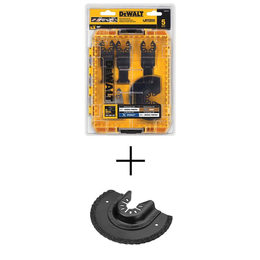 DW Oscillating Blade Set (5-Piece) with Bonus Oscillating Fast Cut Carbide Grout Removal Blade DWA4216WDW4220