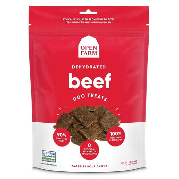 OPEN FARM DEHYDRATED GRAIN FREE BEEF DOG TREATS;