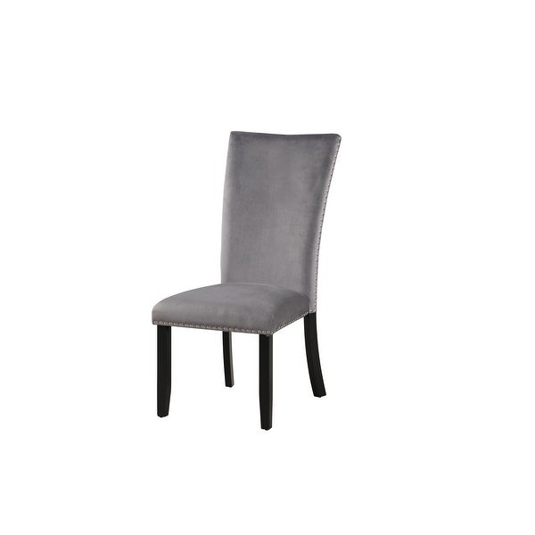 2-Piece Velvet Upholstered Dinging Chairs with Nailhead Trimmed