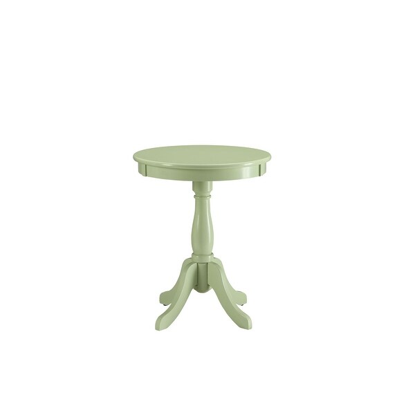 Alger Side Table， Wooden Turned Pedestal with 4 Solid Wood Legs