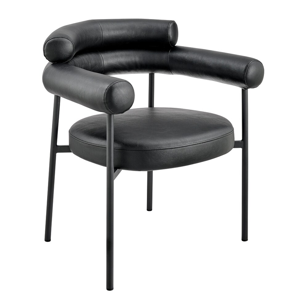 Chic Home Rosedale Faux Leather Upholstered Round Seat Open Back Dining Chair