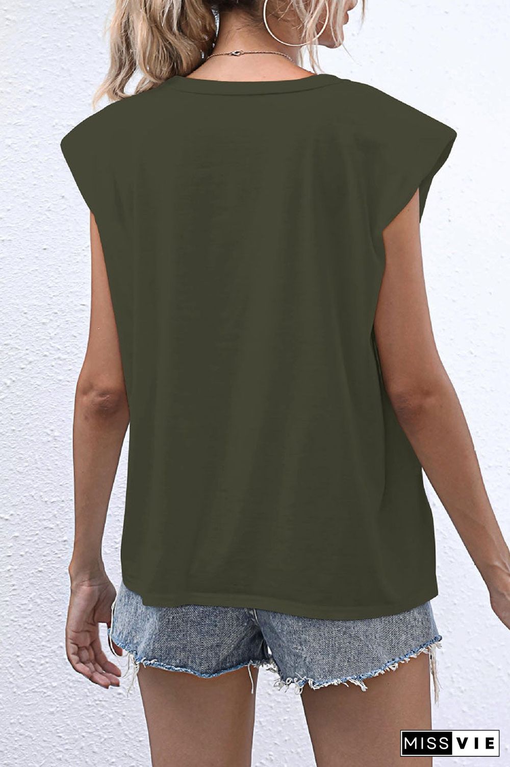 Casual Solid Split Joint O Neck T-Shirts(10 Colors)