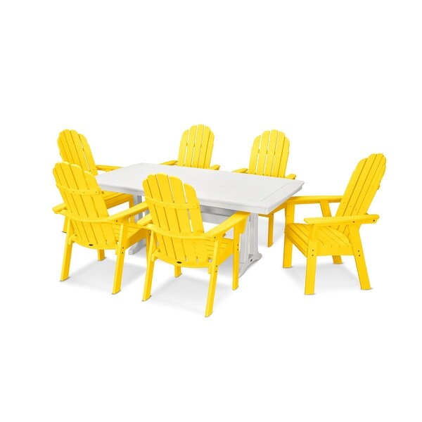 POLYWOOD Vineyard Adirondack Chair 7Piece Nautical Trestle Dining Set