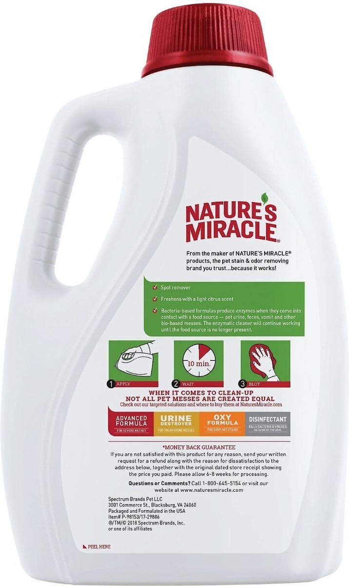 Nature's Miracle Dog Enzymatic Stain Remover and Odor Eliminator Refill， Melon Burst Scent， 1-gal bottle