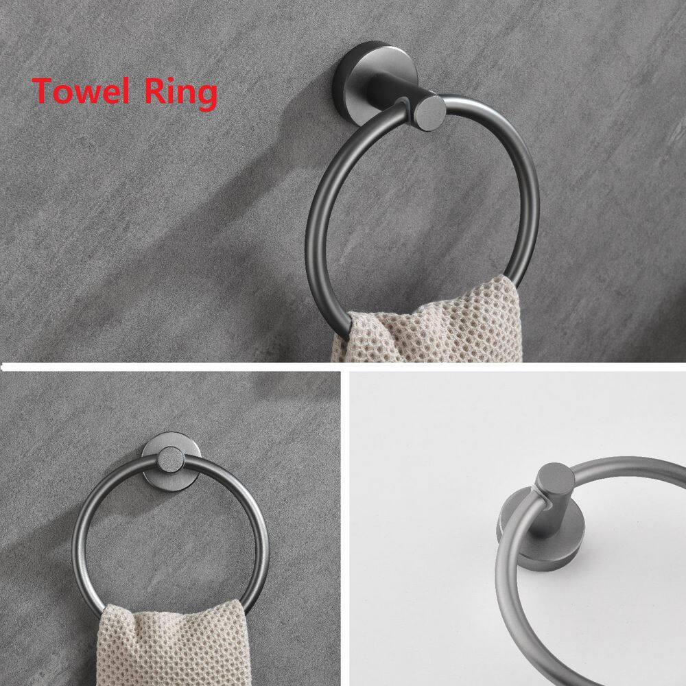 Interbath Wall-Mounted Hand Towel Ring in Gun Grey ITBTR46AU1GA