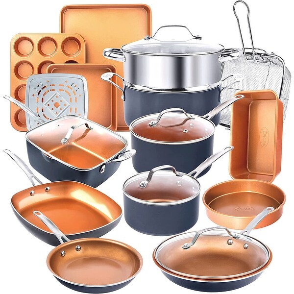 20 Piece Pots and Pans Set， Nonstick Ceramic Coating Cookware and Bakeware Set