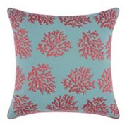 Mina Victory Embellished Corals Turquoise Green Outdoor Throw Pillow