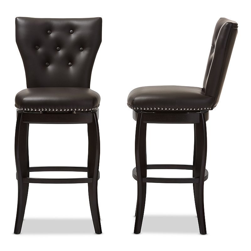 Baxton Studio Leonice Faux-Leather Swivel Counter Stool 2-piece Set