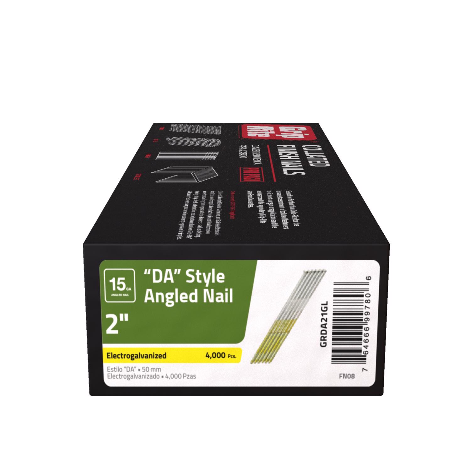 Grip-Rite 2 in. 15 Ga. Angled Strip Electro Galvanized Finish Nails 34 deg 4000 pk