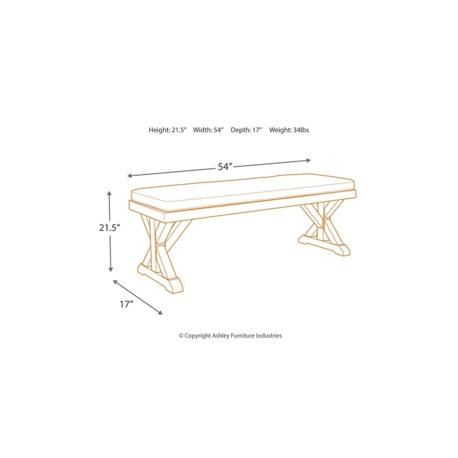 Signature Design by Ashley Beachcroft Brown Aluminum Frame Dining Bench Beige