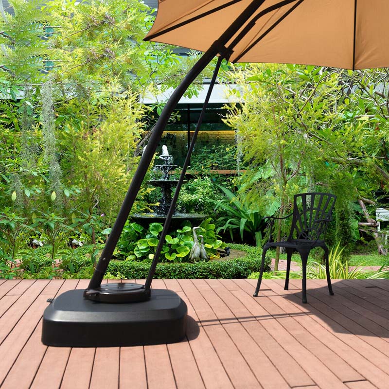 330 lbs Cantilever Offset Umbrella Base with Wheels, Water/Sand Easy Filled Weight Outdoor Patio Umbrella Base