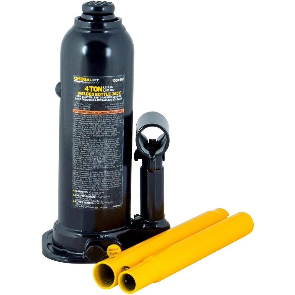 4-Ton (8000 lbs.) Capacity Hydraulic Welded Bottle Jack with Side Pump Two-Piece Handle 10045W