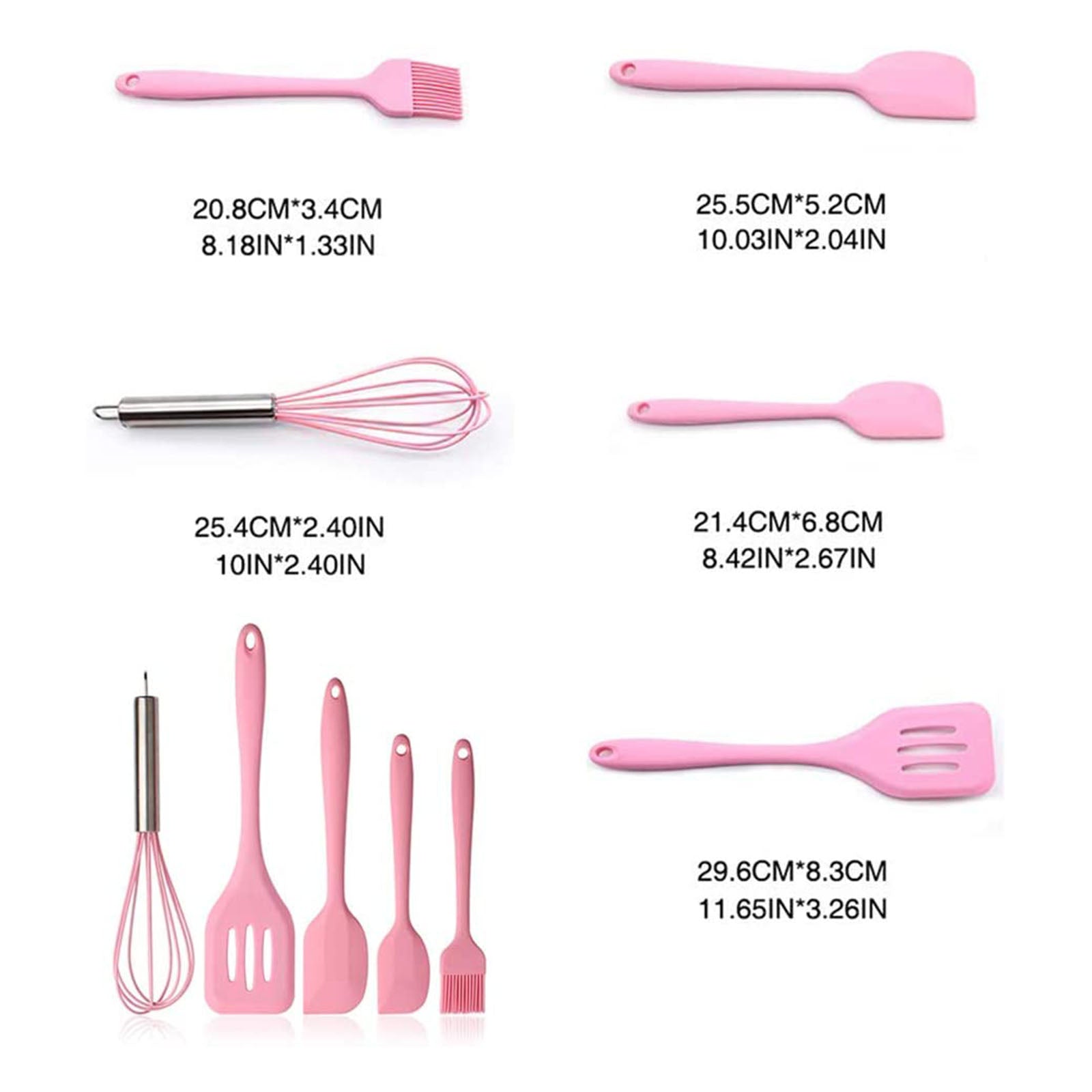 5Pcs Silicone Kitchen Utensils Set Nonstick Whisk Spatula Heat-Resistant Silicone Kitchen Cooking Tools Baking Cookware Gadgets Spatula Spoon Set