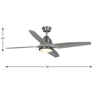 Progress Lighting Alleron 56 in. 4-Blade LED Grey Weathered Wood DC Motor Urban Industrial Ceiling Fan with Light P250009-081-30