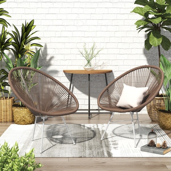 Corvus Sarcelles Acapulco Modern Wicker Bistro Chairs(Set of 2)