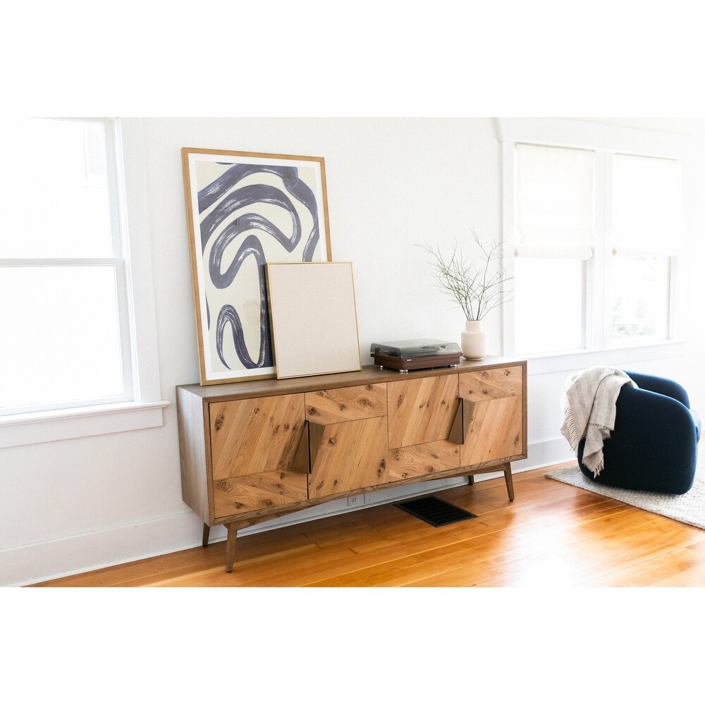 Aurelle Home Rustic Geometric Oak Sideboard