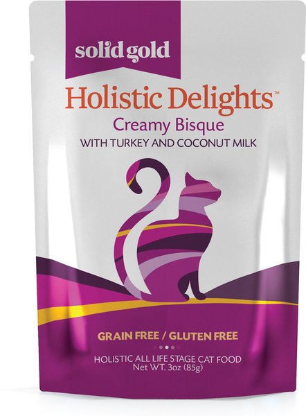 Solid Gold Holistic Delights Creamy Bisque with Turkey and Coconut Milk Grain-Free Cat Food Pouches