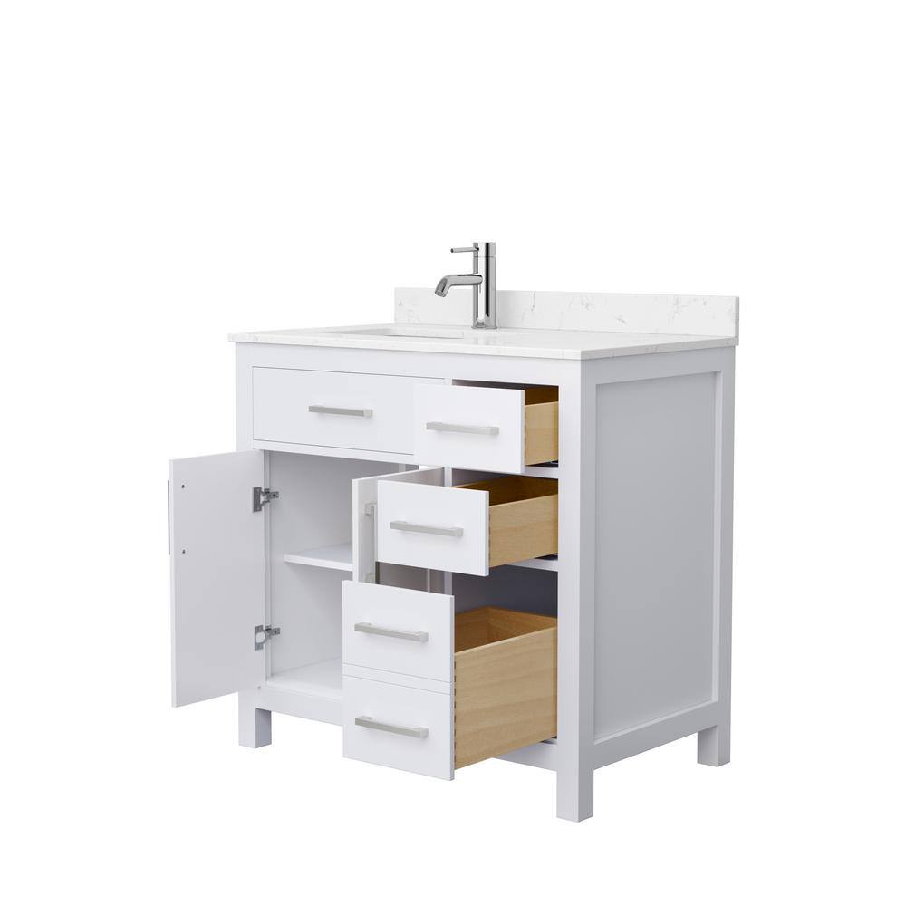 Wyndham Collection Beckett 36 in. W x 22 in. D x 35 in. H Single Sink Bathroom Vanity in White with Carrara Cultured Marble Top WCG242436SWHCCUNSMXX