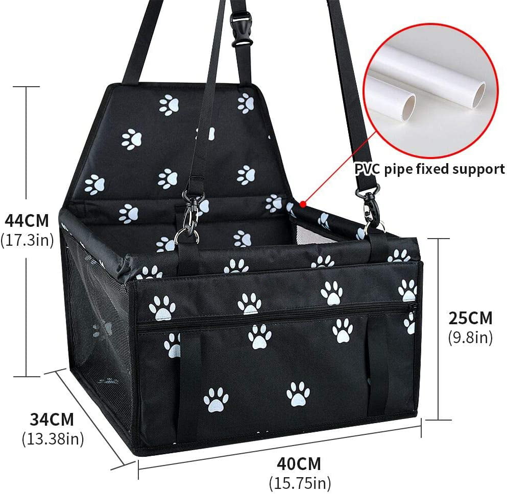 Dog Car Seat， YUWENUS Pet Booster Car Seat with Clip-on Safety Leash， Portable and Breathable Car Carrier Basket for Dogs Travel