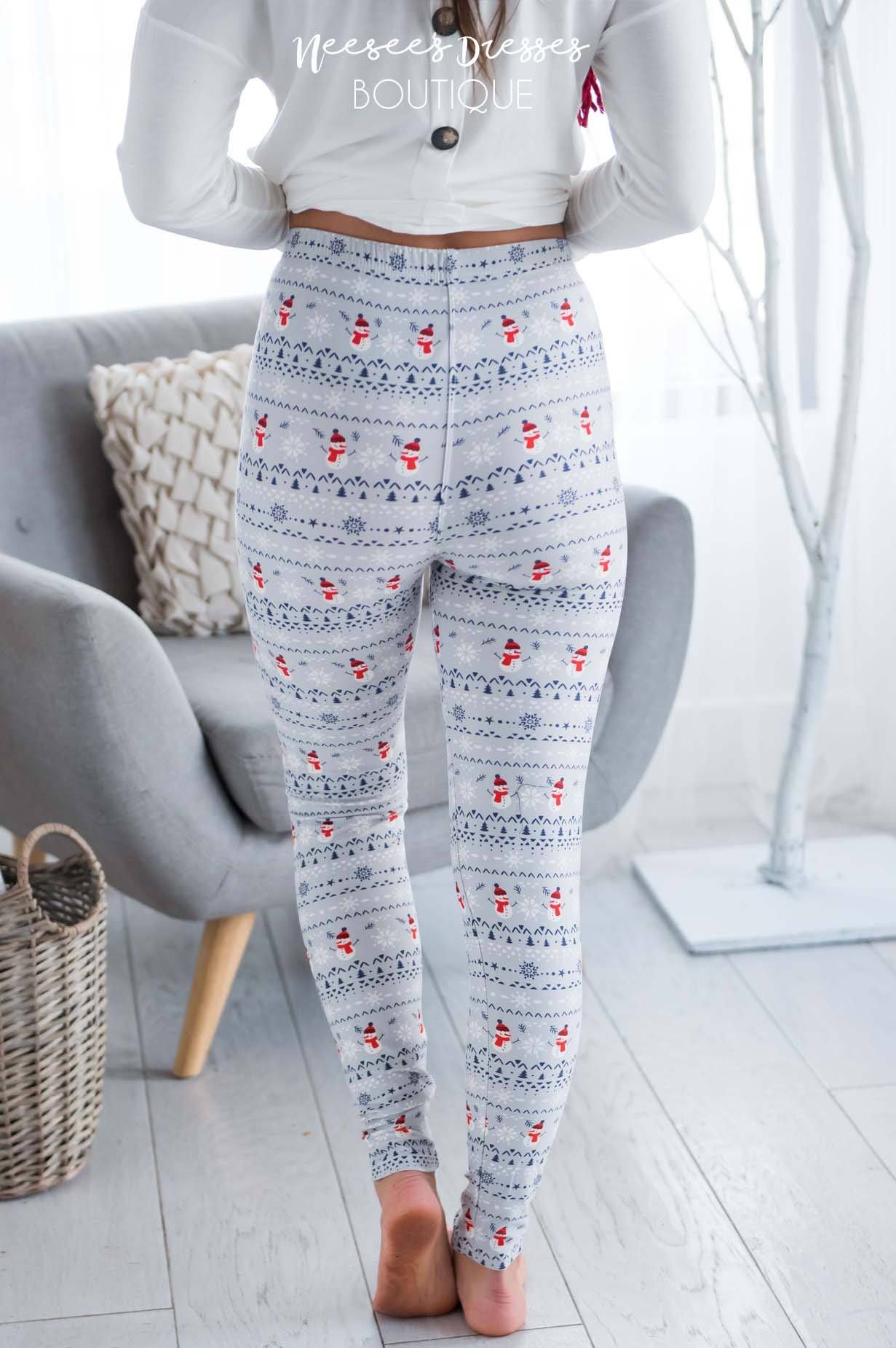 Mini Snowmen & Snowflakes Christmas Leggings