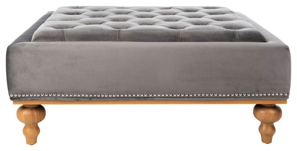 Blaire Tufted Ottoman  Dark Gray   Traditional   Footstools And Ottomans   by Rustic Home Furniture Deco  Houzz