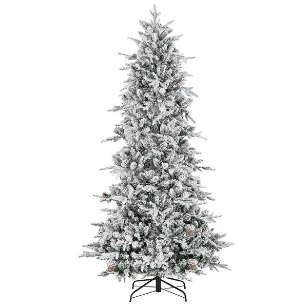 Costway 6 FT/7.5FT PreLit Christmas Tree Snow Flocked Hinged with