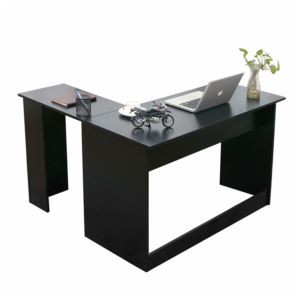 L Shaped Small Corner Computer Desk Modern Black