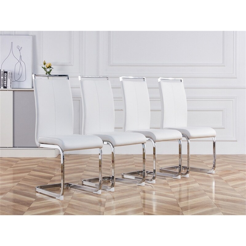 Modern Dining Chairs with Faux Leather Padded Seat and Metal Legs，Set of 4