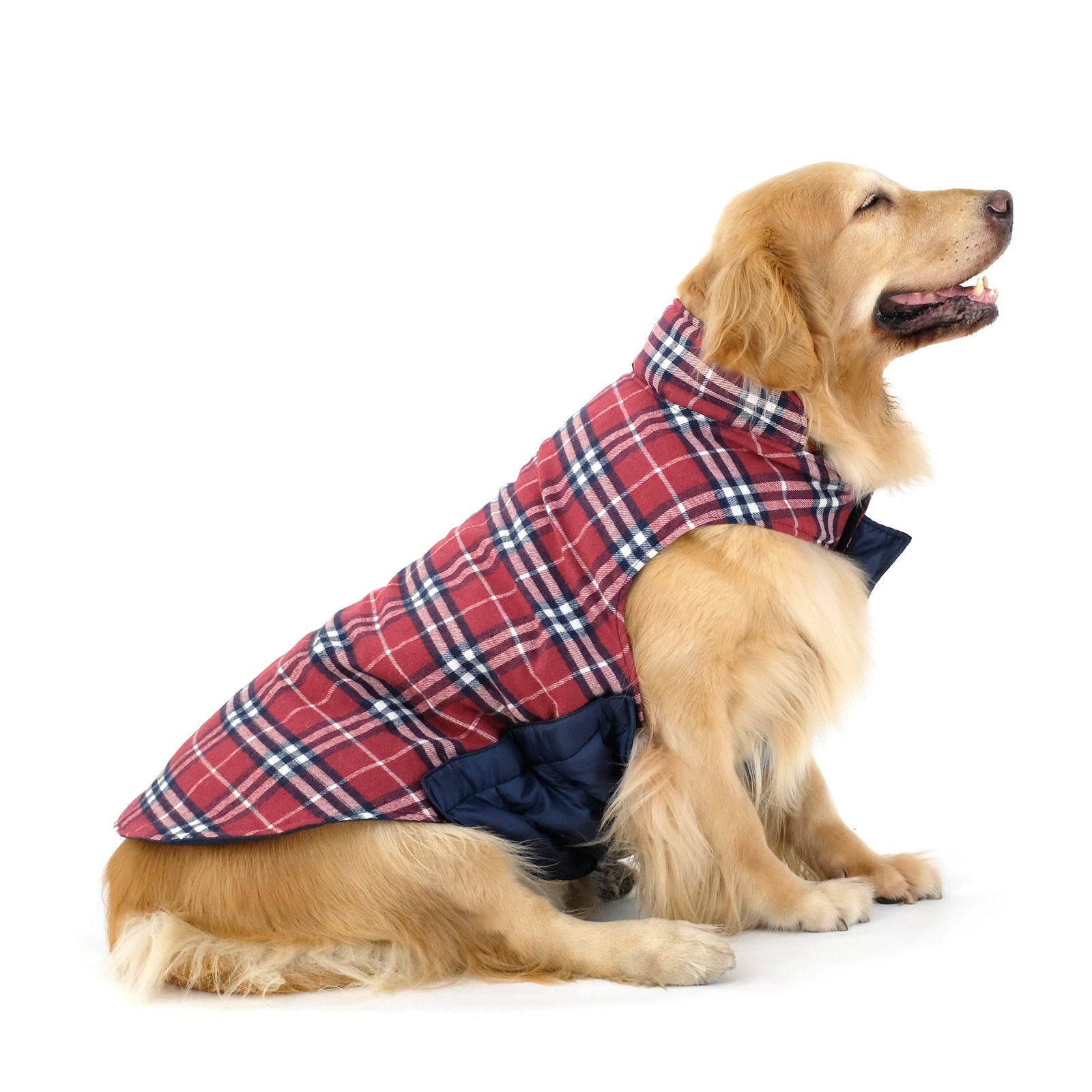 InnoPet Dog Apparel and Accessories，Winter Special Series，Reversible British Style， Easy to Wear with Velcro， Plaid Fleece Warm Waterproof Winter Puffer Jackets， Dog Clothes for Large Dogs， Medium Dogs